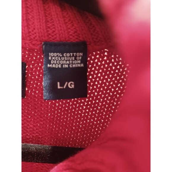 CHAPS RED COTON LONG SLEEVE KNITTED CASUAL PULLOVER MENS SWEATER SIZE LG NEW - Picture 5 of 6